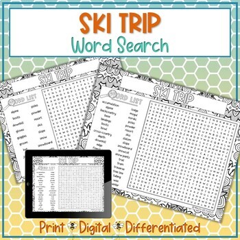 Preview of Skiing Word Search Puzzle Activity