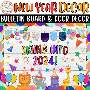 Preview of Skiing Into 2024! Bulletin Board And Door Decor Kit: Ideas For New Year & Winter