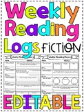Editable Skills Based Weekly FICTION Reading Logs +DIGITAL