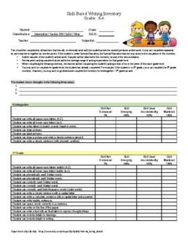 Preview of Skills-Based Writing Inventory (kindergarten - 6th grade)