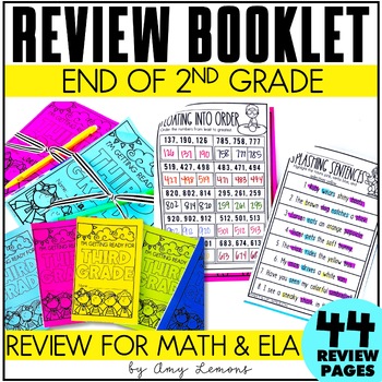 Preview of Review 2nd Grade Skills Booklet | End of 2nd Grade | Math & Literacy Review