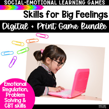Preview of CBT Skills for Big Feelings Digital and Print Counseling GROWING GAME BUNDLE