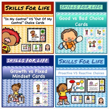 Preview of Skills for Life Choice Cards Bundle:  Growth Mindset,  Being Proactive, Control