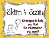 Skim and Scan - A PowerPoint Lesson, Graphic Organizer and Poster