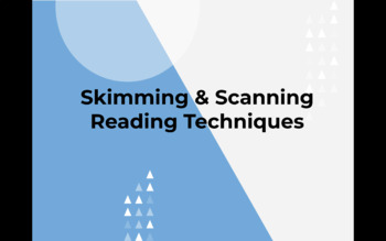 Preview of Skimming & Scanning Reading Techniques 