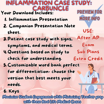 Preview of Skin Inflammation Presentation & Case Study for Med Term, Patho, A&P and Bio