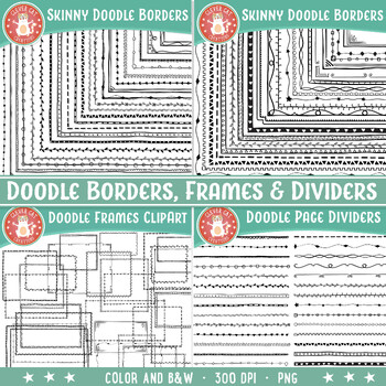 Preview of Skinny Doodle Borders, Frames and Dividers Clipart Bundle