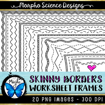 Preview of Borders and Frames - Doodle Skinny Page Borders - Thin Worksheet Frames