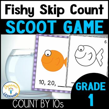 Preview of Skip Counting Game and Worksheets Count by 10's Scoot Math Task Cards Center