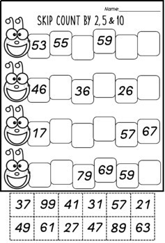Skip Count by 2, 5 & 10 - Cut & Paste - 32 Worksheets - Number Patterns