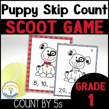 Preview of Skip Counting Game and Worksheets Skip Count by 5's Math Scoot Task Cards