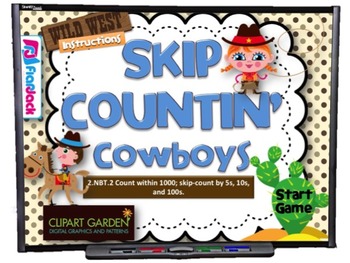 Preview of Skip Countin' Cowboys Smart Board Game (CCSS.2.NBT.2)