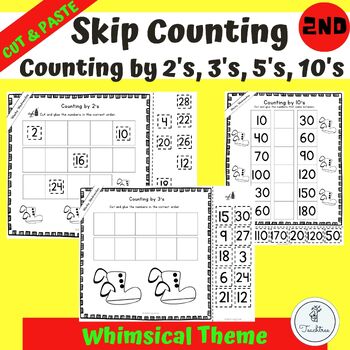 Preview of Whimsical Skip Counting Worksheets for 2nd Grade - No Prep Printables