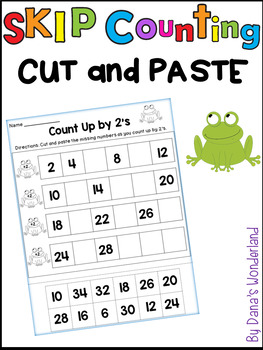Preview of Skip Counting Practice Worksheets by 2, 3, 5 and 10 Cut & Paste