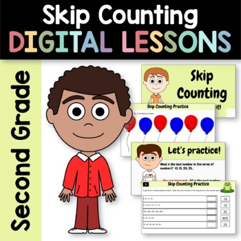 Preview of Skip Counting 2nd Grade Interactive Google Slides | Math Review