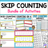 Skip Counting Activities Bundle - Worksheets, Task Cards, 