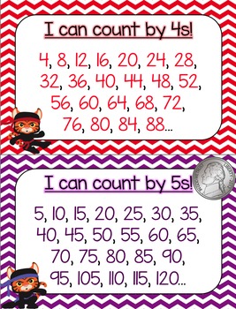 Skip Counting Anchor Charts (2s - 12s, 25s, 50s, 100s) 2 Sizes by Mr OB