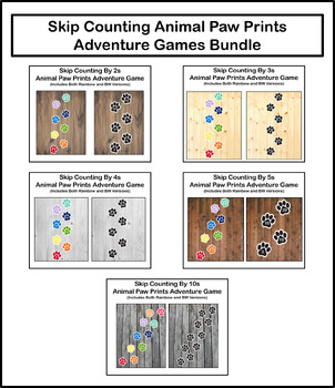 Preview of Skip Counting Animal Paw Prints Adventure Games Bundle