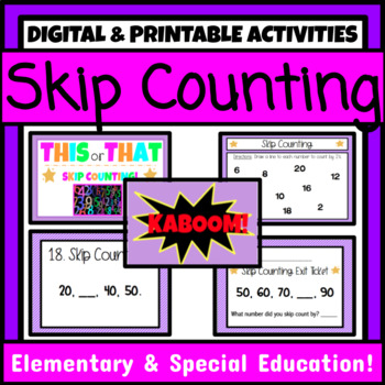 Preview of Skip Counting Unit Skip Counting by 2, 5, 10 and 25 Worksheets Activities Games