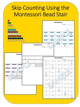 Preview of Skip Counting Bundle 2-10 Using the Montessori Bead Stair