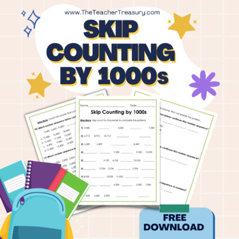 counting skip thousand 1000 count worksheet worksheets number 1000s thousands patterns numbers 5s