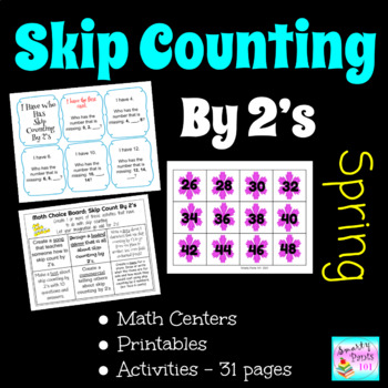 Preview of Skip Counting By 2's Activities & Task Cards Spring