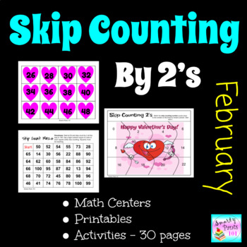 Preview of Skip Counting By 2's Activities & Task Cards Valentine Theme
