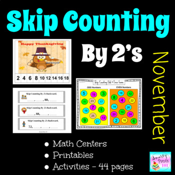 Preview of Skip Counting By 2's November Activities & Task Cards