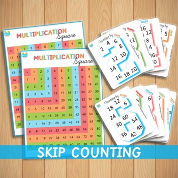 Preview of Skip Counting Cards Multiplication Square Printable Resource Homeschool Math