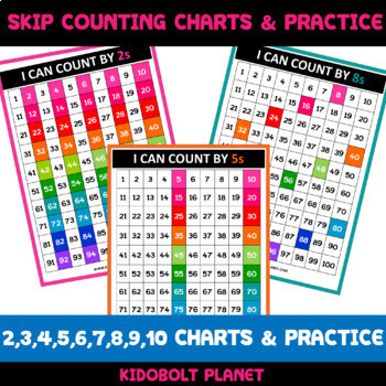 Preview of Skip Counting Charts & Practice Worksheets