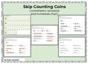 skip counting coins worksheets template included by that s life skills