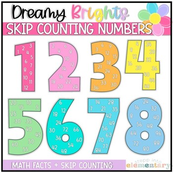 Preview of Skip Counting Display | Math Facts Display | Dreamy Brights Decor
