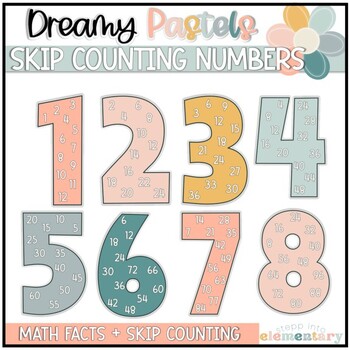 Preview of Skip Counting Display | Math Facts Display | Dreamy Pastels Decor