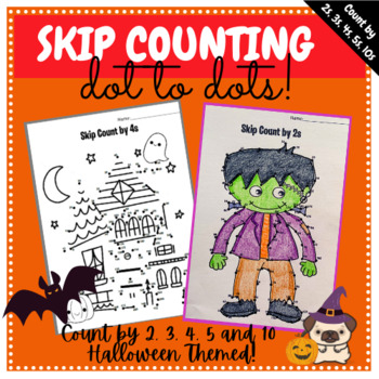 Preview of Skip Counting Dot to Dots by 2 3 4 5 10 Forwards or Backwards Halloween