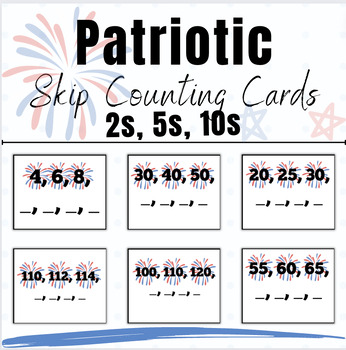 Preview of Skip Counting Games Number Sense Activities Math Task Cards Patriotic Themed
