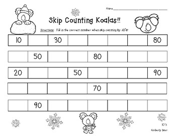 skip counting koalas skip counting by 10s number