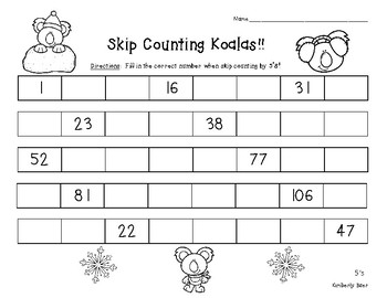 skip counting koalas skip counting by 5 s number patterns practice worksheet