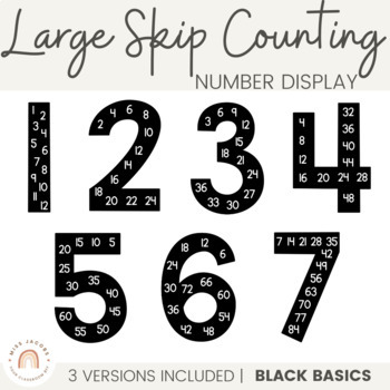 Preview of Skip Counting Large Number Display 1 - 12 | Black Basics Classroom Decor