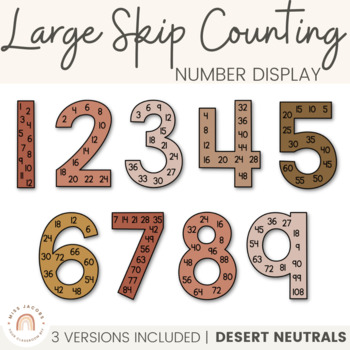 Preview of Skip Counting Large Number Display | DESERT NEUTRAL | Boho Vibes Classroom Decor