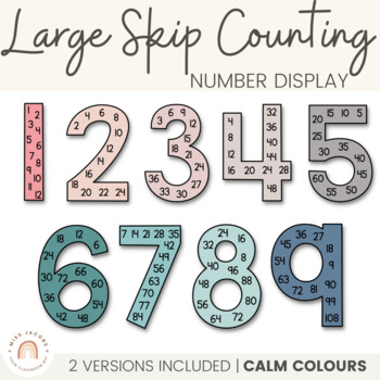 Preview of Skip Counting Large Number Display | MODERN RAINBOW Colors | Calm Colors Decor