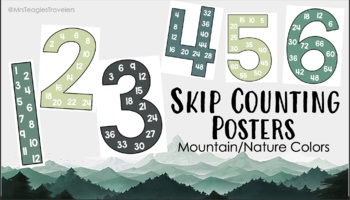 Preview of Skip Counting Large Number Display |Nature Colors| Mountain Classroom Decor