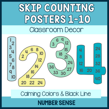 Preview of Skip Counting Multiples Number Posters | CALMING BOHO | Classroom Decor