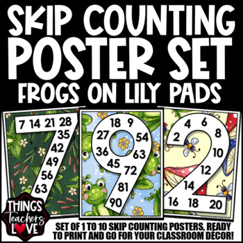 Preview of Skip Counting Math Posters 1 to 10 - FROG CLASSROOM DECOR 02