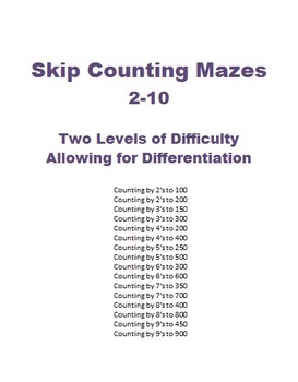 Preview of Skip Counting Mazes - learn multiples by working through mazes