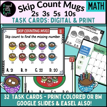 Preview of Skip Counting Mugs Task Cards Print & Digital