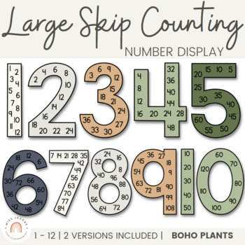 Preview of Skip Counting | Multiples Large Number Display | Rustic BOHO PLANTS decor