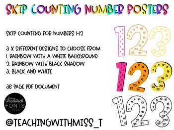 Preview of Skip Counting (Multiples) Number Posters