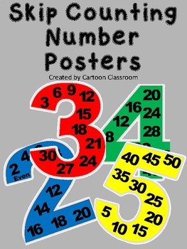 Skip Counting Number Posters by Cartoon Classroom | TpT