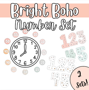Preview of Skip Counting Number Posters & Clock Labels | Bright Boho