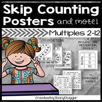 Preview of Skip Counting Number Posters and More! Multiples 2 through 12